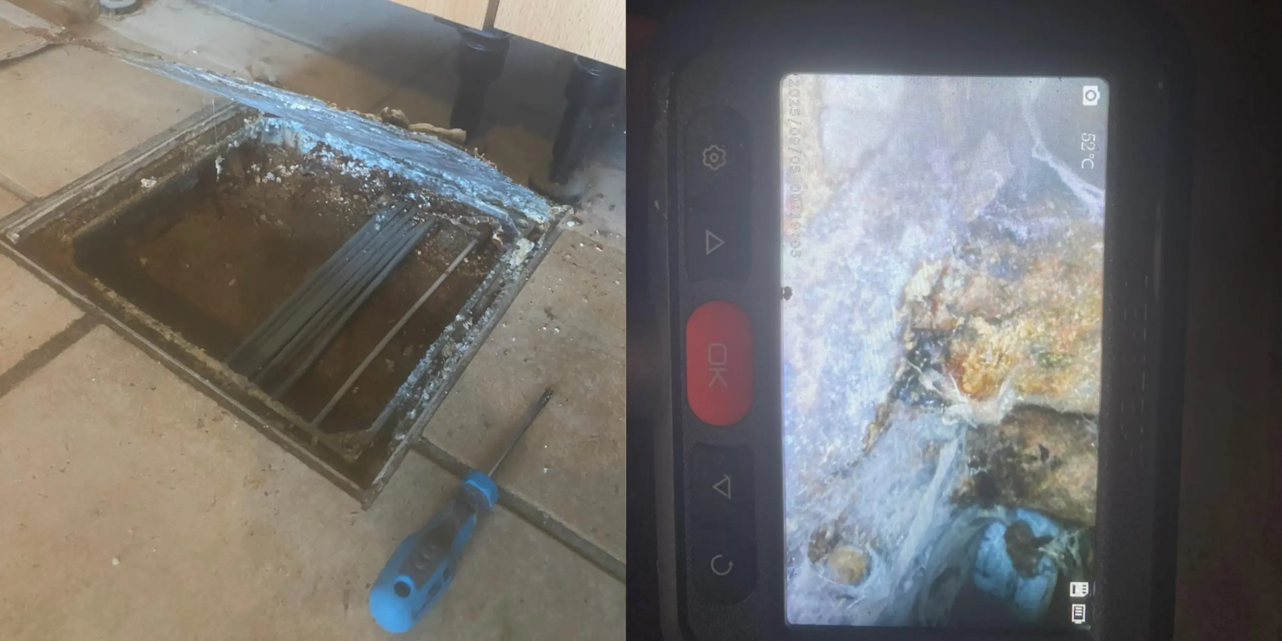 Wasser unter den Fließen